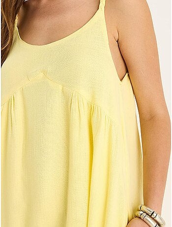 Vestido midi de musselina texturada com bolso lucci