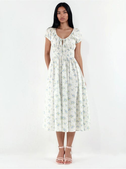 Vestido midi de popelina de algodão floral busem - Kiabi Vestido midi de popelina de algodão floral busem - Kiabi