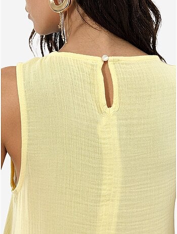 Vestido midi de praia em algodão texturizado com racha hiccup