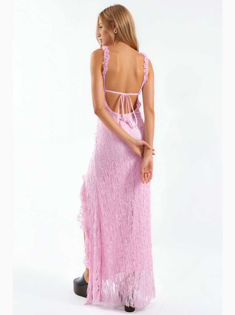 Vestido midi de renda hiccup Rosa-claro - Kiabi