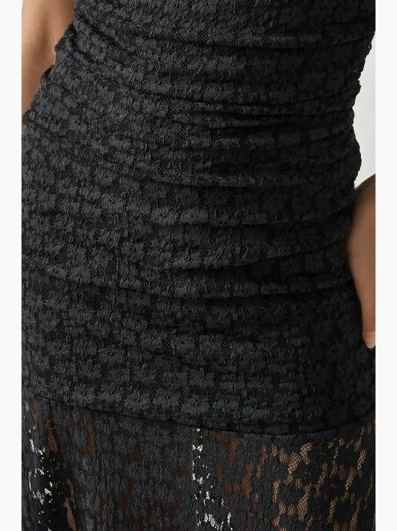 Vestido midi de renda sem alças hiccup Preto - Kiabi