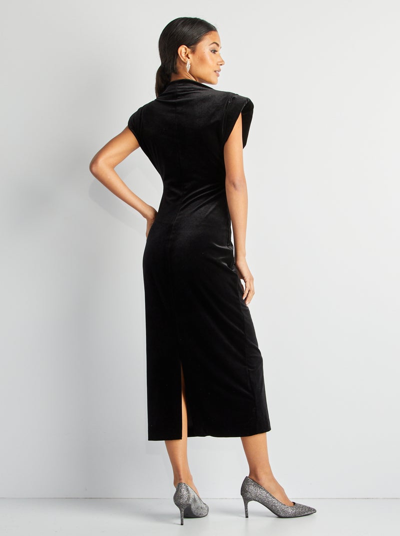 Vestido midi de veludo Preto - Kiabi