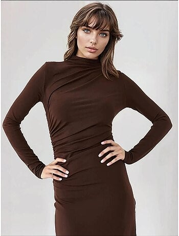 Vestido midi drapeado justo hiccup