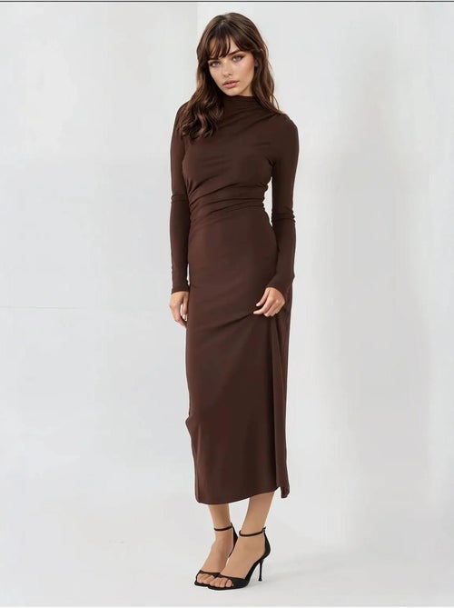 Vestido midi drapeado justo hiccup - Kiabi Vestido midi drapeado justo hiccup - Kiabi