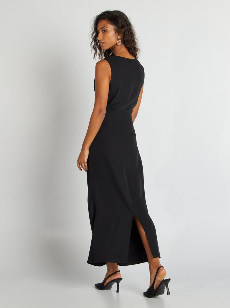 Vestido midi drapeado Preto - Kiabi