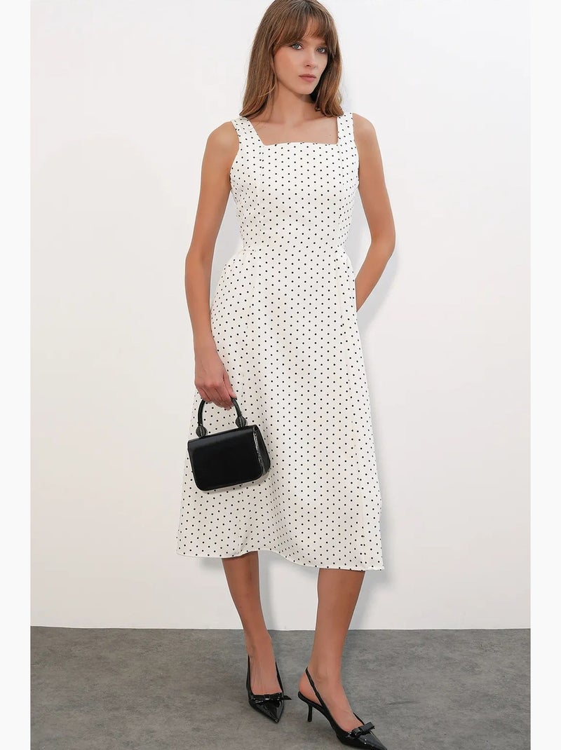 Vestido midi em a com bolinhas bdart Branco sujo - Kiabi