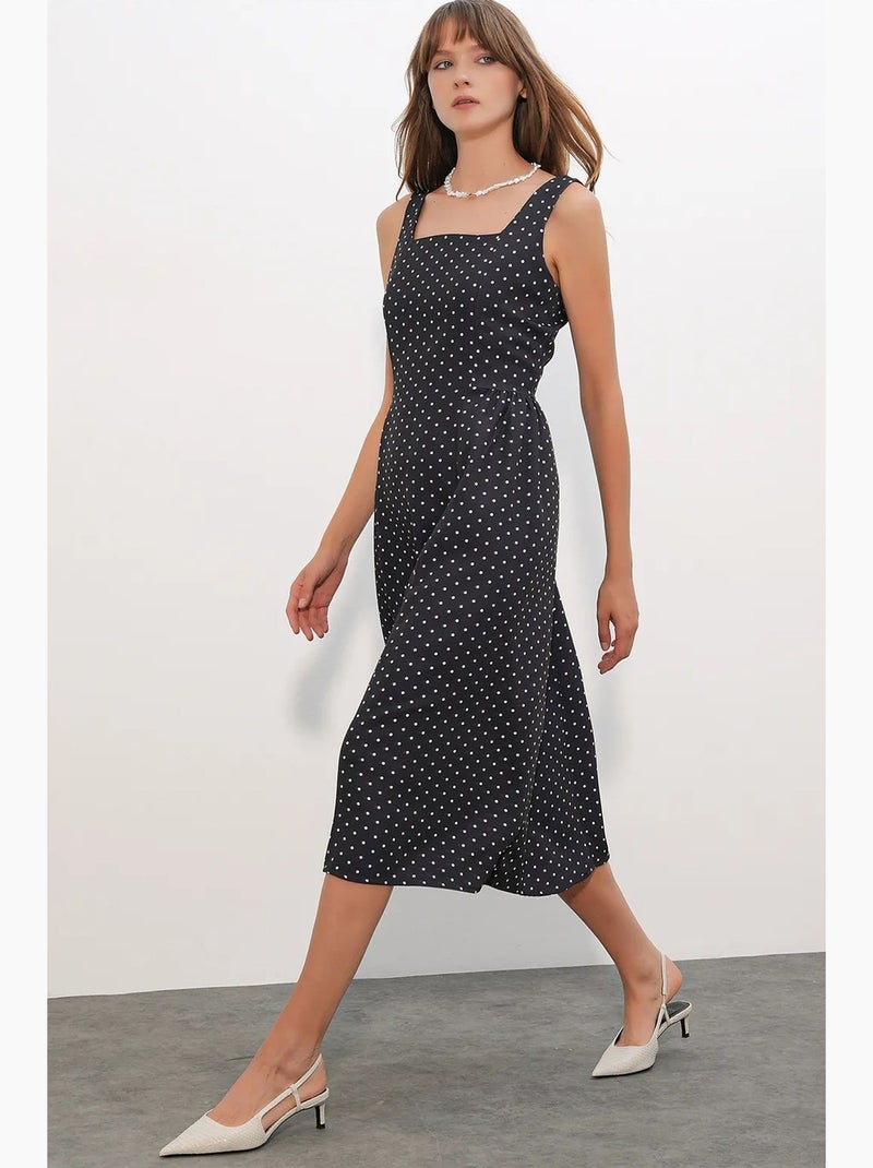 Vestido midi em a com bolinhas bdart Preto - Kiabi