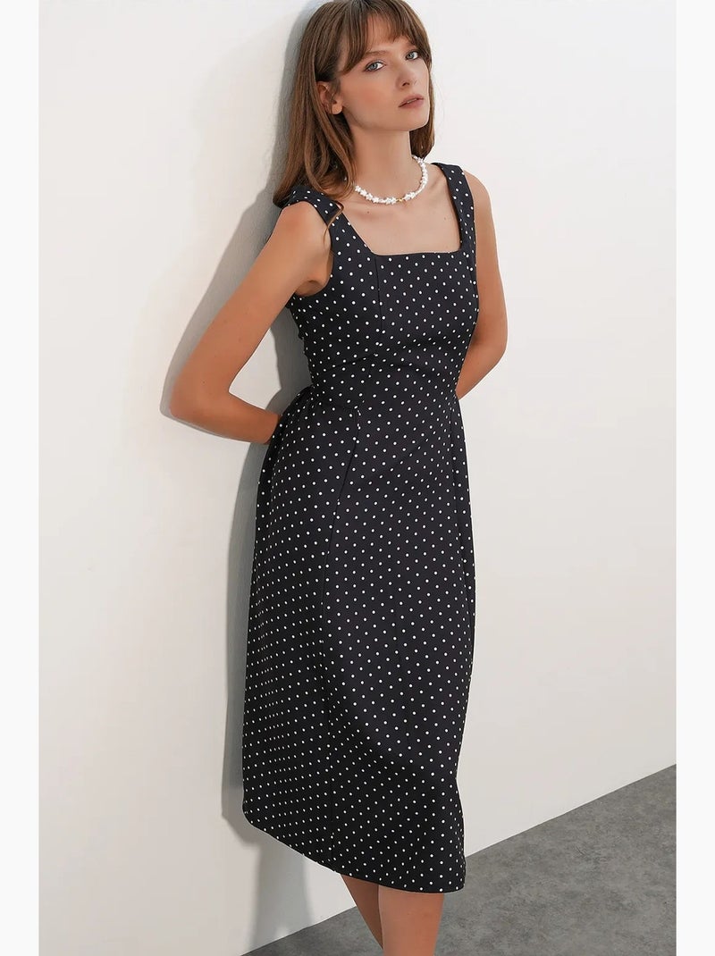 Vestido midi em a com bolinhas bdart Preto - Kiabi