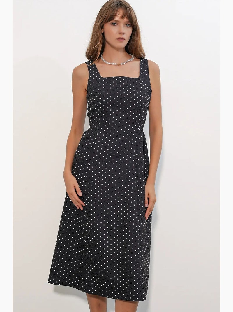 Vestido midi em a com bolinhas bdart Preto - Kiabi