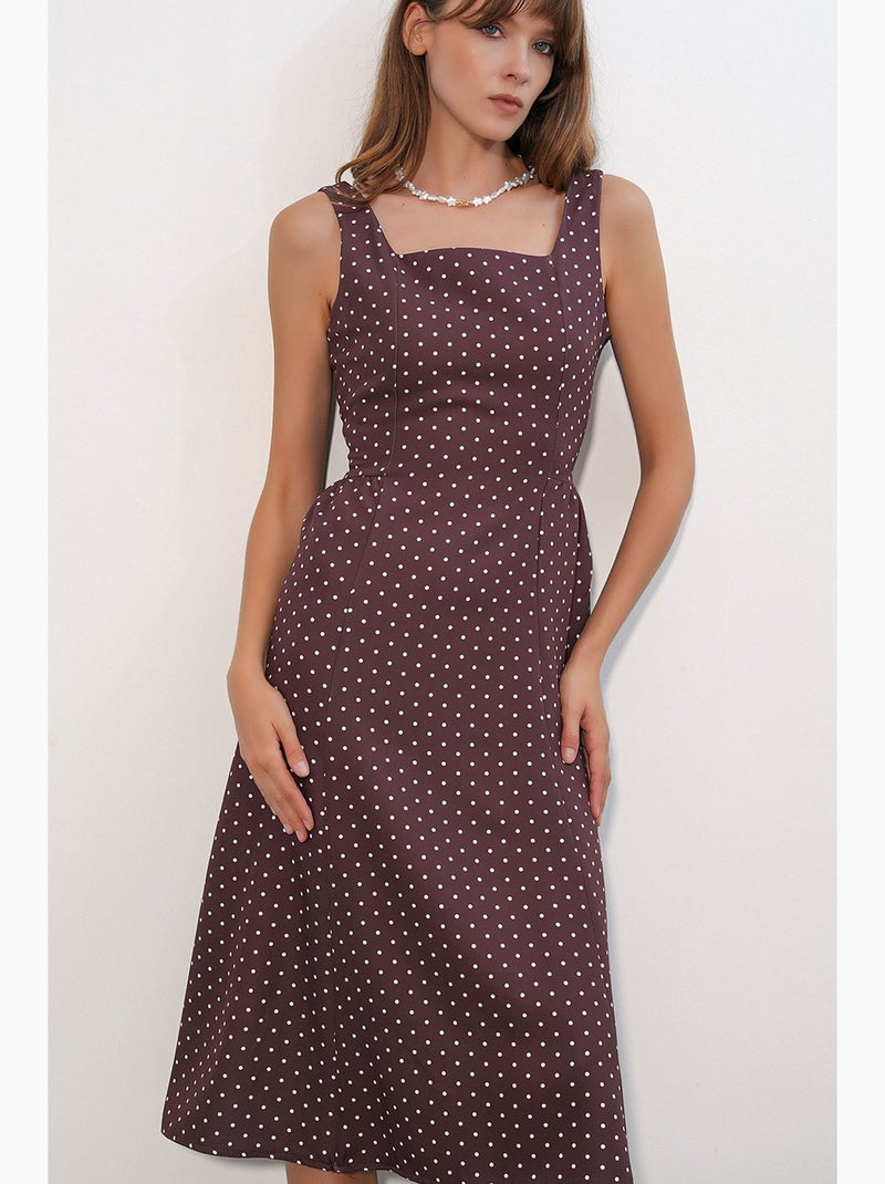 Vestido midi em a com bolinhas bdart Vermelho bordô - Kiabi
