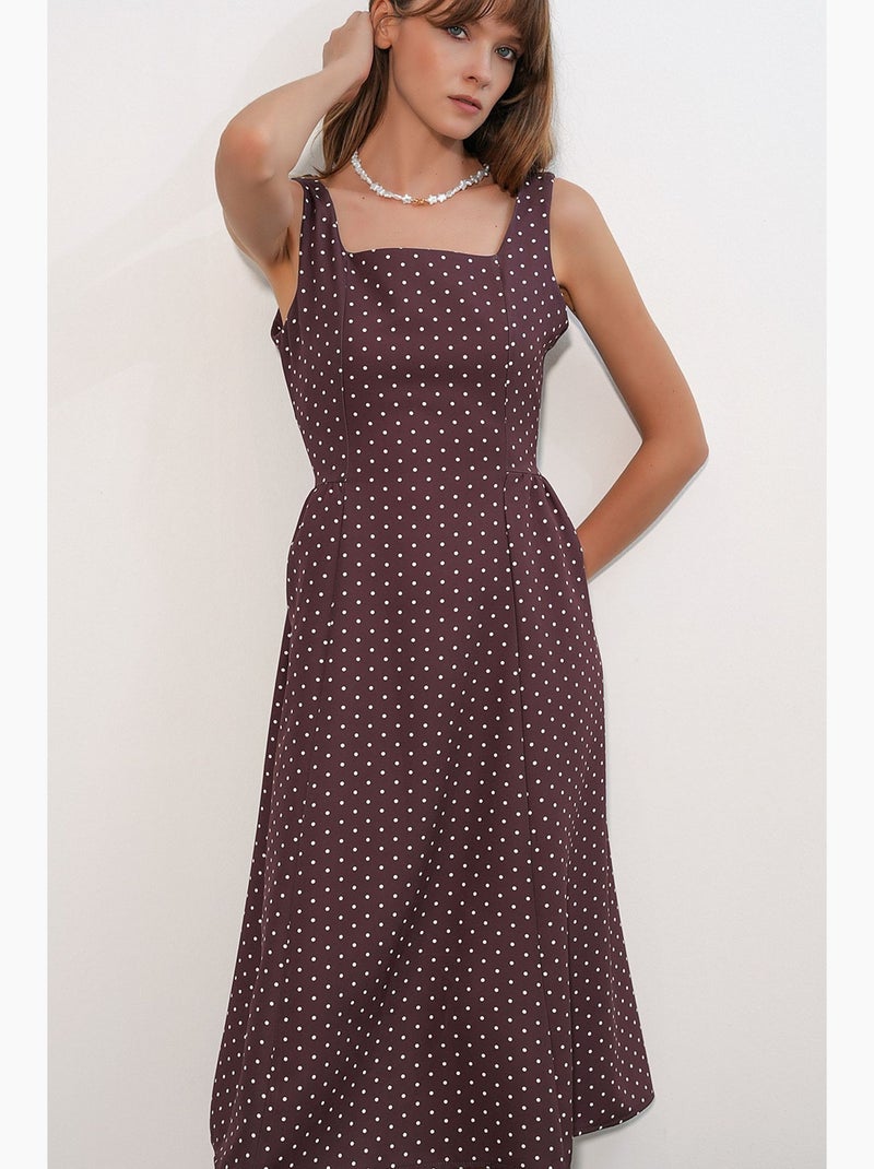 Vestido midi em a com bolinhas bdart Vermelho bordô - Kiabi