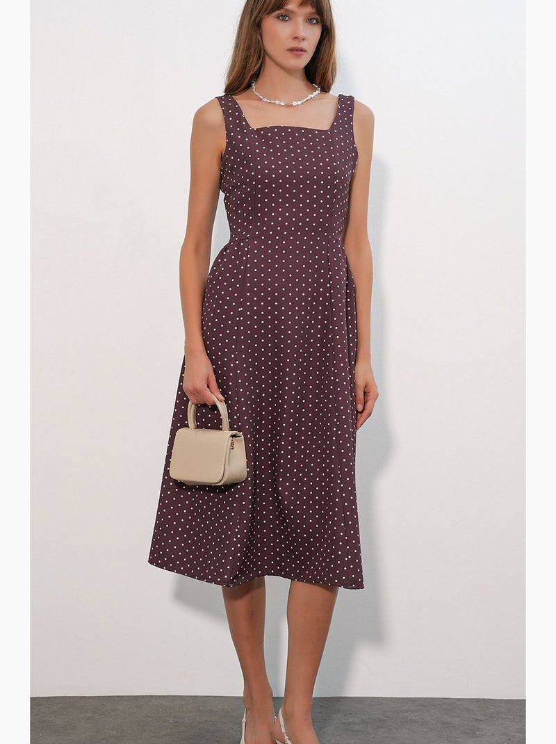 Vestido midi em a com bolinhas bdart Vermelho bordô - Kiabi