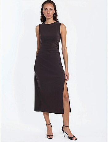 Vestido midi em bengaline sem mangas hiccup