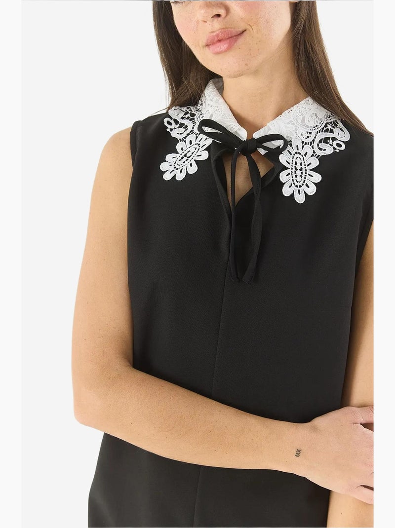 Vestido midi em crepe com fecho de botões lucci Preto - Kiabi