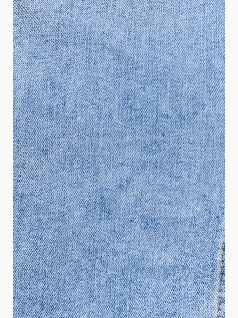 Vestido midi em ganga justo decote quadrado dilvin Azul claro - Kiabi