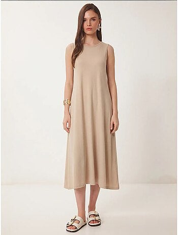 Vestido midi em linha a com bolso istanbul
