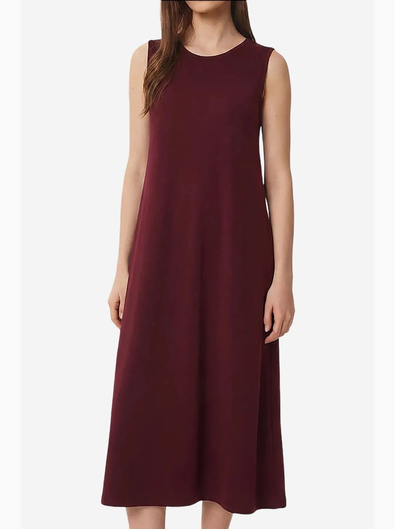 Vestido midi em linha a com bolso istanbul Vermelho bordô - Kiabi