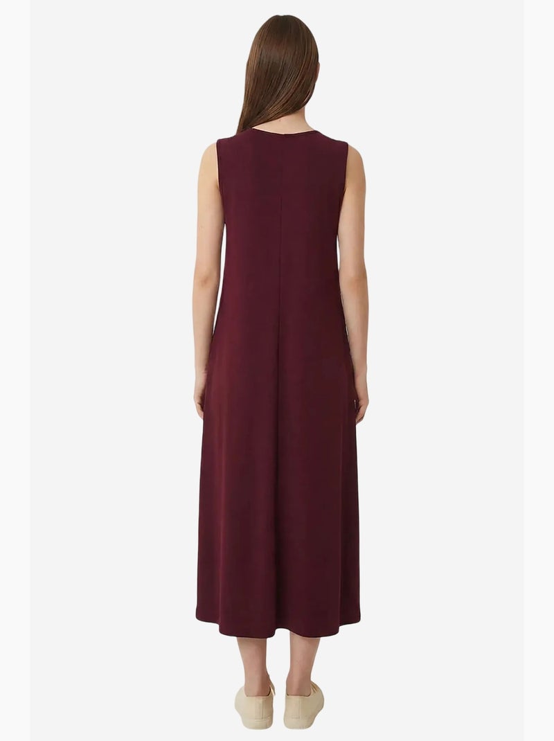 Vestido midi em linha a com bolso istanbul Vermelho bordô - Kiabi