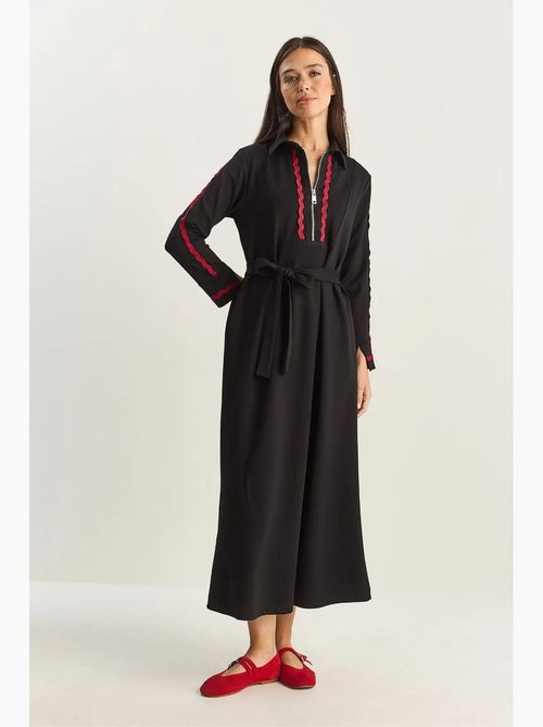 Vestido midi em linha a com botões e detalhe de debrum lucci - Kiabi