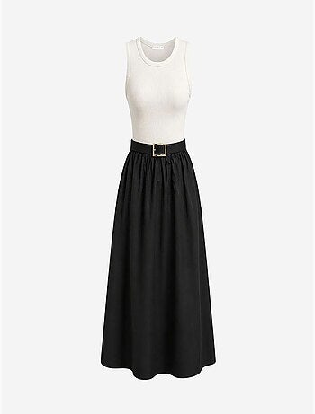 Vestido midi em linha a com cinto mixray