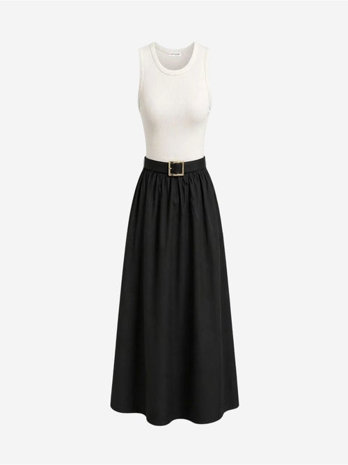Vestido midi em linha a com cinto mixray - Kiabi Vestido midi em linha a com cinto mixray - Kiabi
