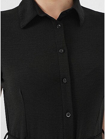 Vestido midi em linha a com colarinho de camisa, abotoamento e detalhe de viés bdart
