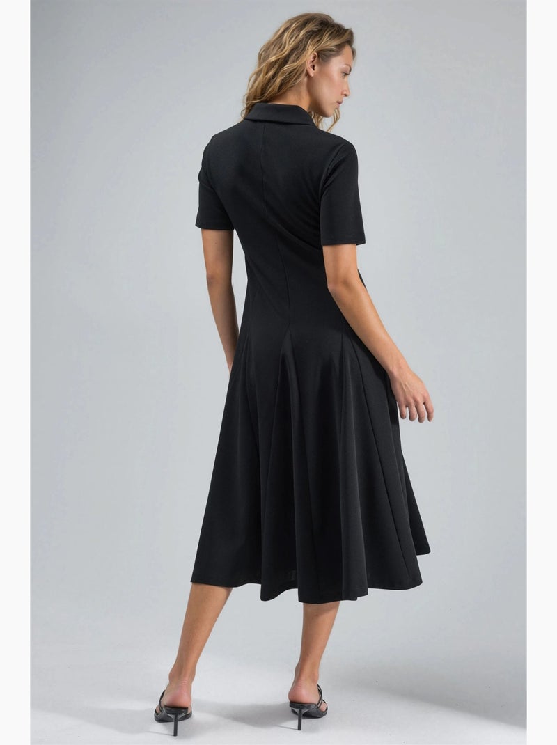 Vestido midi em linha a com colarinho de camisa busem Preto - Kiabi