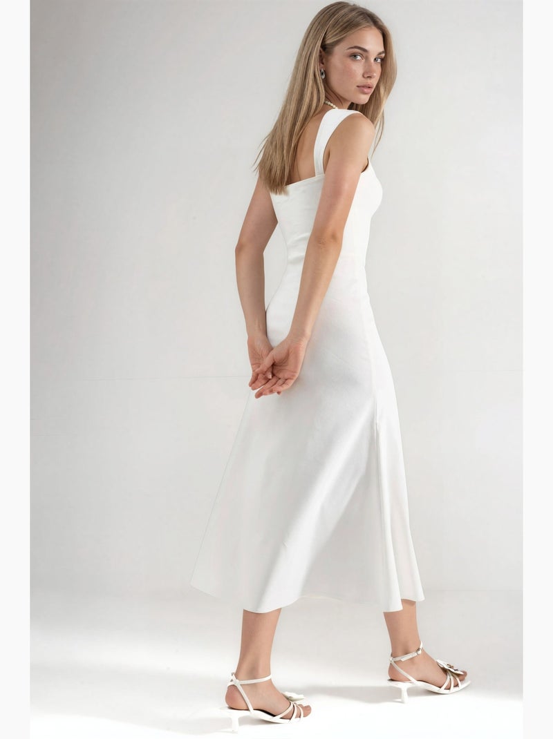 Vestido midi em linha a com decote coração hiccup Branco - Kiabi