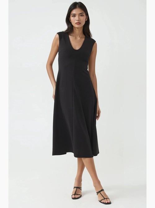 Vestido midi em linha a com decote em v busem - Kiabi