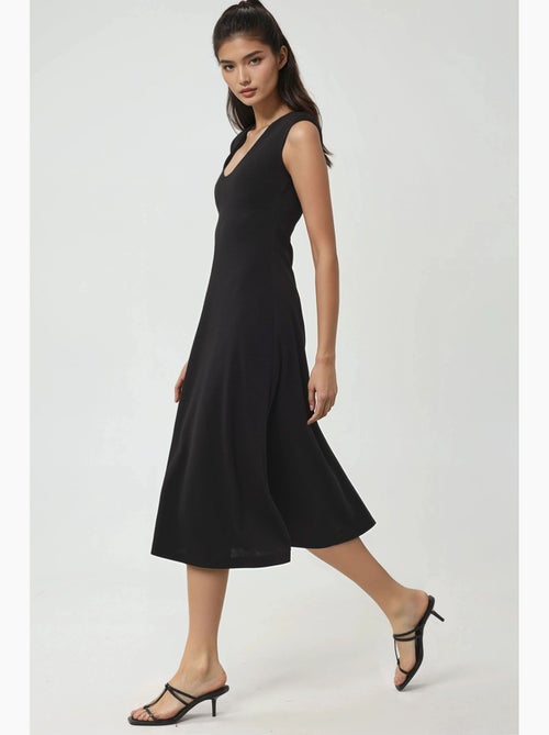 Vestido midi em linha a com decote em v busem - Kiabi