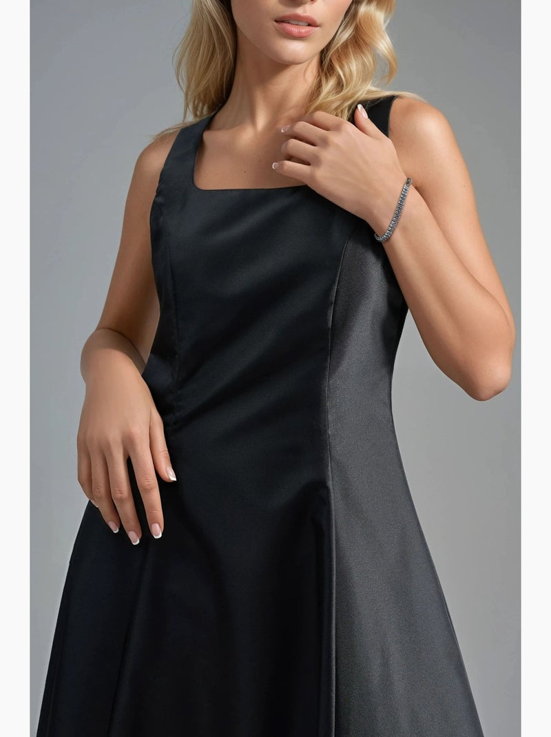 Vestido midi em linha a com decote quadrado hiccup Preto - Kiabi