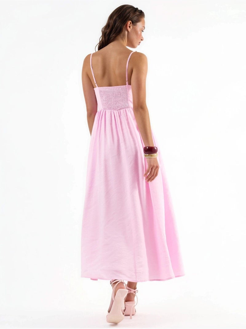 Vestido midi em linha a com detalhe de acessório busem Rosa-pálido - Kiabi