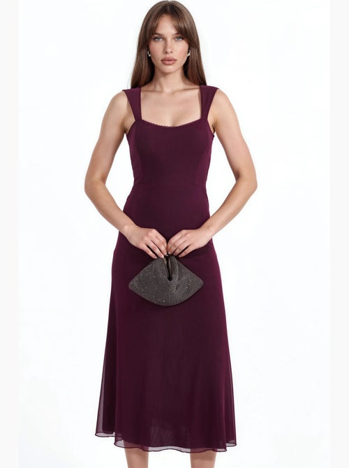 Vestido midi em linha a com gola em coração hiccup - Kiabi