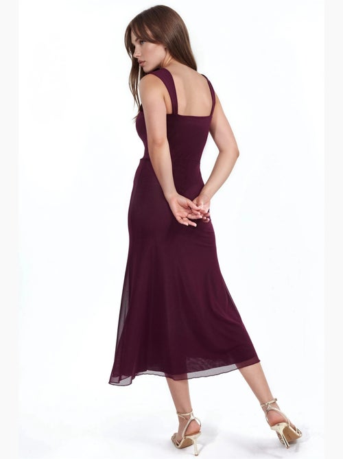 Vestido midi em linha a com gola em coração hiccup - Kiabi