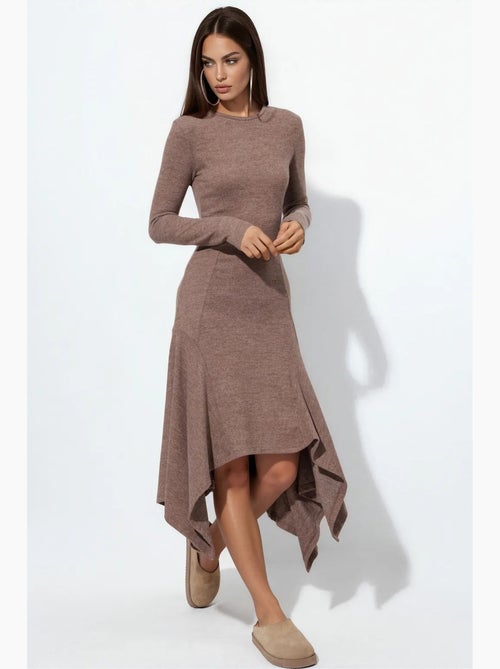 Vestido midi em linha a com gola redonda busem - Kiabi