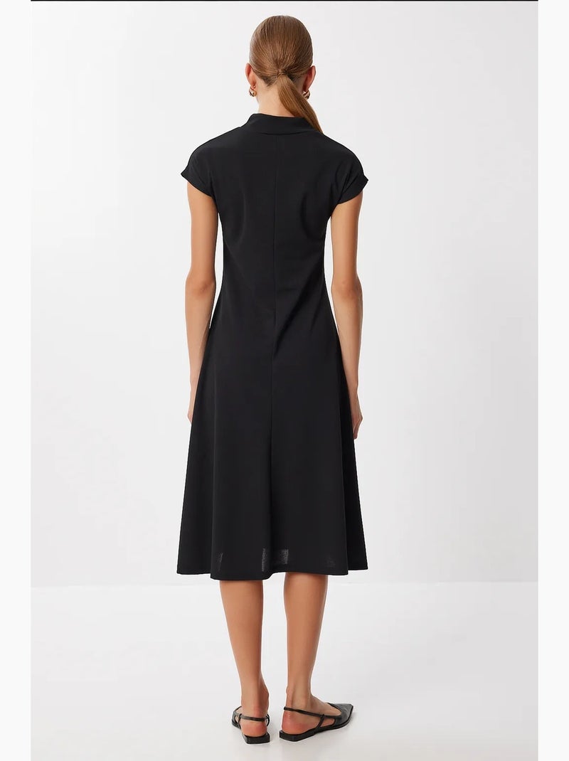 Vestido midi em linha a com meia gola alta istanbul Preto - Kiabi