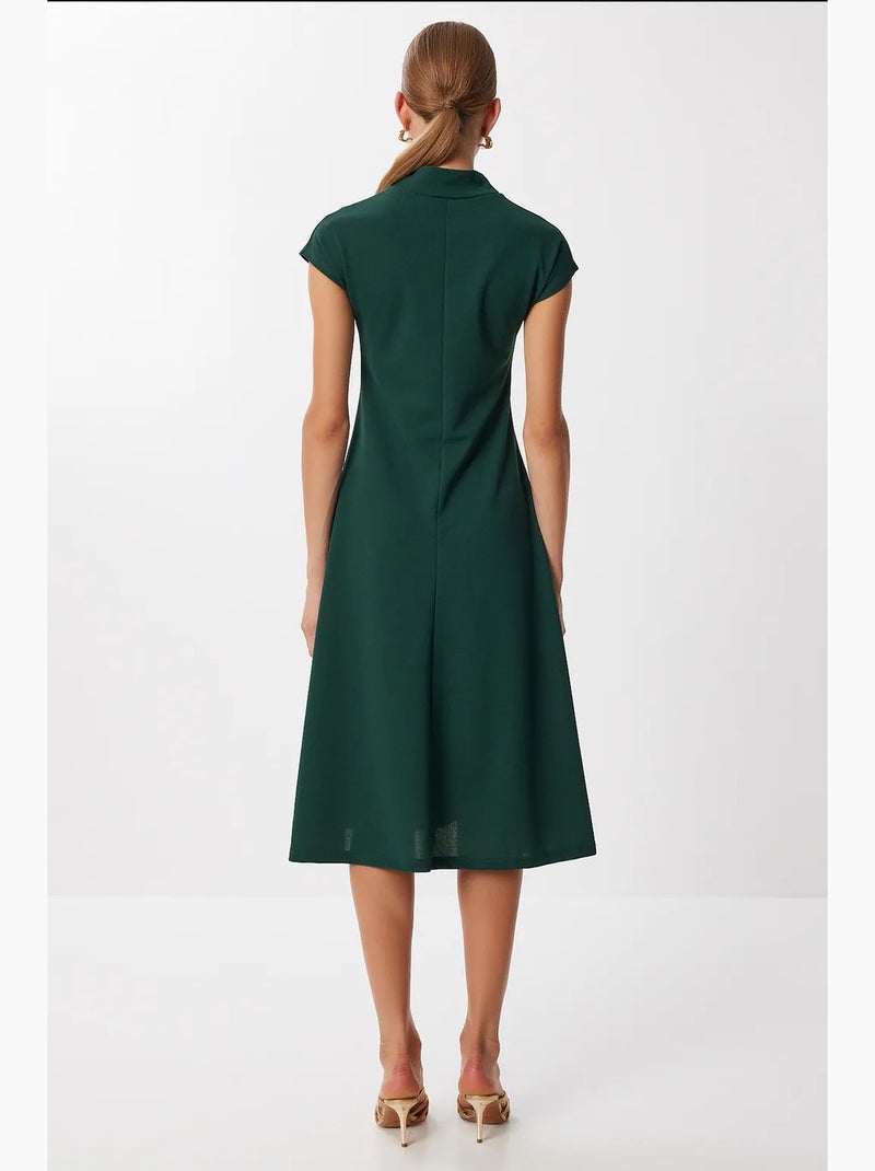 Vestido midi em linha a com meia gola alta istanbul Verde esmeralda - Kiabi