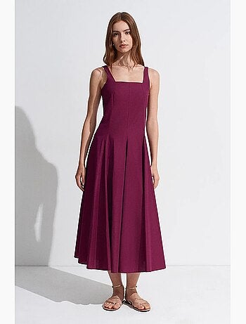 Vestido midi em linha a de algodão dilvin