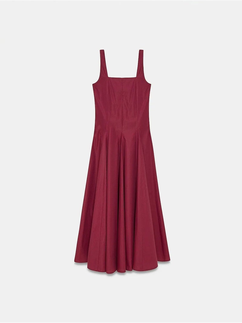 Vestido midi em linha a de algodão dilvin Vermelho bordô - Kiabi