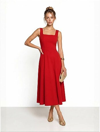 Vestido midi em linha a de popelina de algodão istanbul