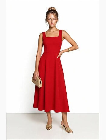 Vestido midi em linha a de popelina de algodão istanbul