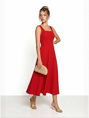 Vestido midi em linha a de popelina de algodão istanbul