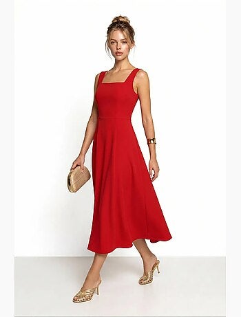 Vestido midi em linha a de popelina de algodão istanbul