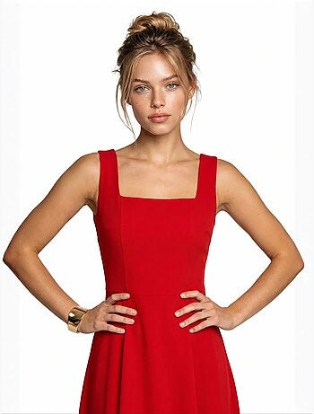 Vestido midi em linha a de popelina de algodão istanbul