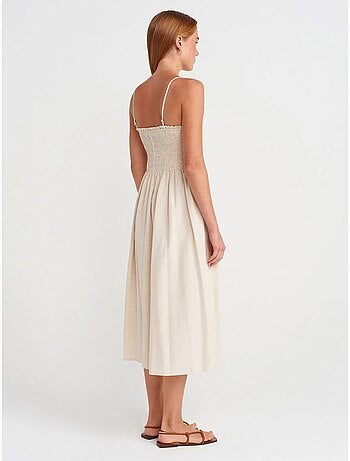 Vestido midi em linha a sem alças dilvin