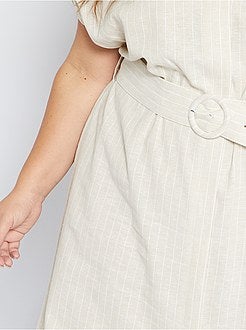 Vestido midi em linho e algodão - Kiabi