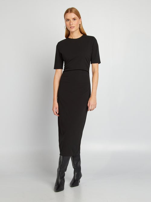 Vestido midi em malha crepe - Kiabi
