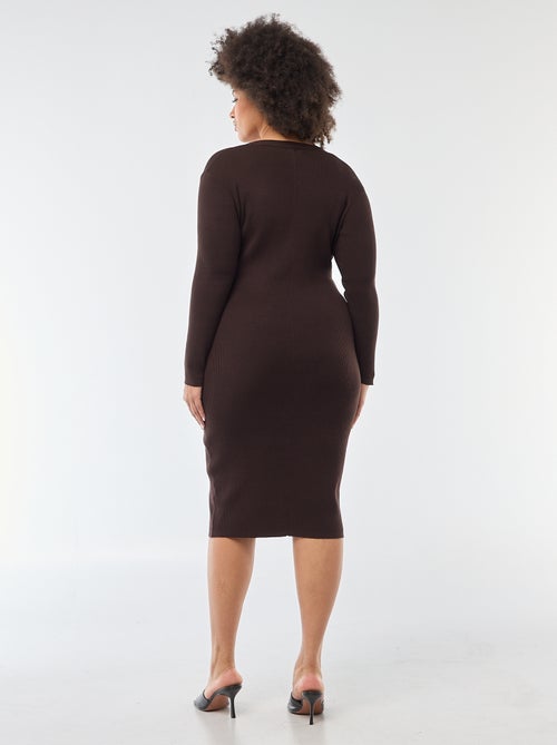 Vestido midi em malha grossa canelada estilo colete - Kiabi