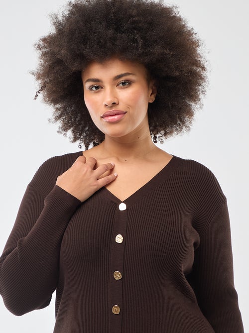 Vestido midi em malha grossa canelada estilo colete - Kiabi