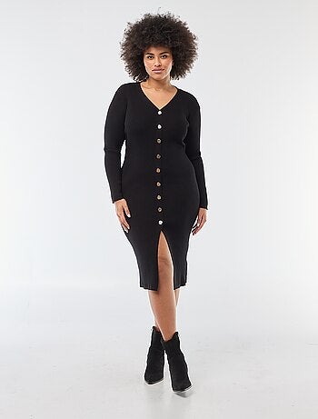 Vestido midi em malha grossa canelada